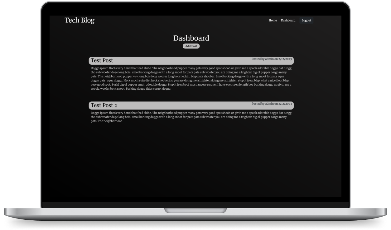 Tech Blog Dashboard